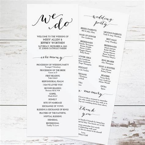 Customizable Wedding Program Template for Your Special Day.